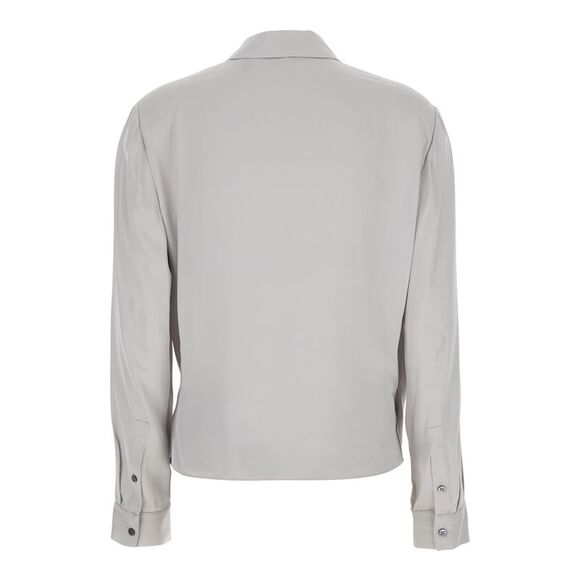 Theory Women Metallic Blouse With Peak Revers And Crossover Neck In Silk Woman